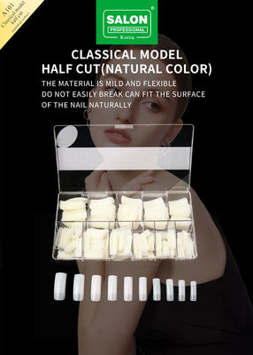 Professional de las uñas falsas consejos naturales de color claro de cubierta completa dedo artificial uñas de la mitad de la cubierta de las uñas francesas consejos