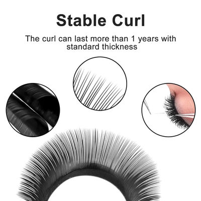 YY Extensiones de las pestañas CC/D/DD Curl 0,10 mm espesor Volumen Extensión 8-14 mm Largo Duradero Mate Negro Falso de las pestañas