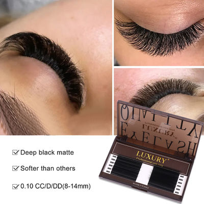 8-14mm pestañas falsas individuales CC/D/DD Volumen de rizado Extensión de pestañas doble puntas Cashmere YY Extensión de pestañas