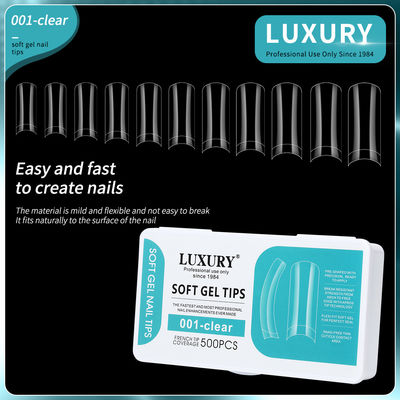 Lujo claros blandos de gel de uñas consejos de forma cuadrada uñas falsas para las uñas de extensión