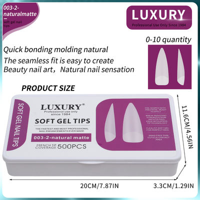 500pcs/Box Profesional Natural Matte Nuguas de forma aguda y falsa para manicura DIY