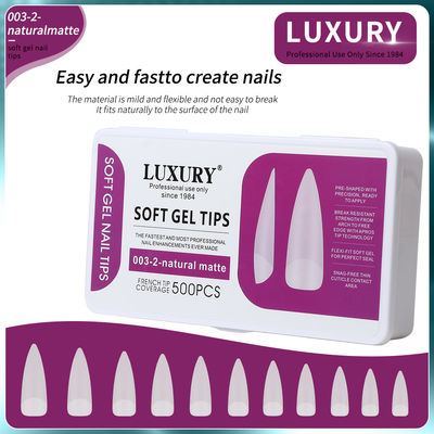 500pcs/Box Profesional Natural Matte Nuguas de forma aguda y falsa para manicura DIY