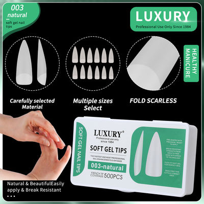 Puntas de uñas de color natural de acrílico de forma mediana aguda uñas falsas para la extensión de uñas