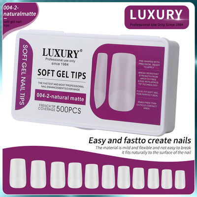 500pcs/caja Natural Matte Cuadrado de las uñas de las puntas de la cubierta completa de acrílico uñas artificiales