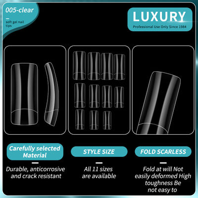 500PCS Cuadrados de uñas falsas Acrílico natural transparente Reutilizable Falso consejos de uñas falsas para el arte de las uñas DIY