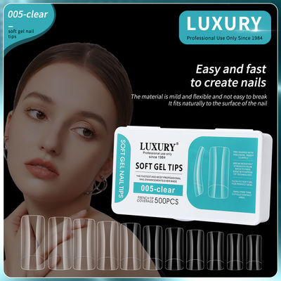 500PCS Cuadrados de uñas falsas Acrílico natural transparente Reutilizable Falso consejos de uñas falsas para el arte de las uñas DIY