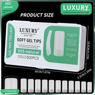 500PCS Cuadrados de uñas falsas Acrílico natural transparente Reutilizable Falso consejos de uñas falsas para el arte de las uñas DIY