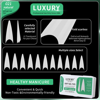 500pcs/caja Ultra delgadas Stiletto Presionar En las uñas naturales sin costura de forma aguda Falsa uñas para mujeres y niñas