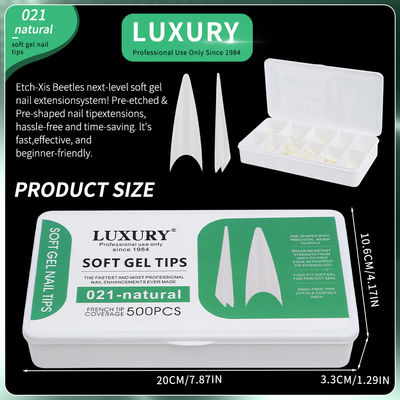 500pcs/caja Ultra delgadas Stiletto Presionar En las uñas naturales sin costura de forma aguda Falsa uñas para mujeres y niñas
