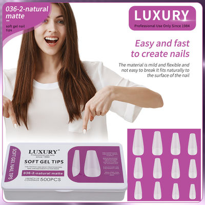 500pcs/caja En forma de almendra Natural Matte Falsa uñas 11 Tamaños Acrílico Gel de las uñas Art Extensiones para mujeres