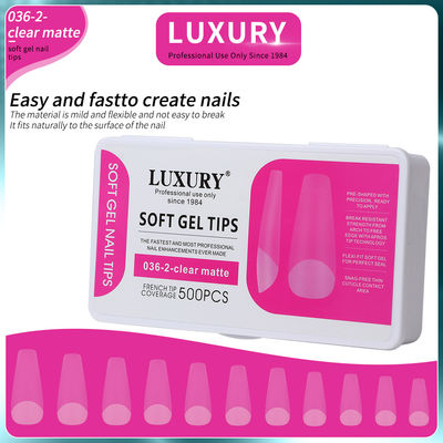Cuervo largo Punto de uñas falsas de cubierta completa Punto de extensión de uñas de forma transparente Punto de uñas de gel mate