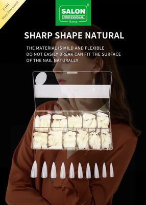 Las uñas largas de estiletto de cubierta completa de color natural uñas falsas con caja para salones de uñas