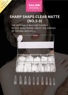 Color mate claro Acrílico Falsa de las uñas Consejos de juego Ultra-fina forma aguda Extensiones de arte de uñas