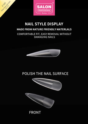 Color mate claro Acrílico Falsa de las uñas Consejos de juego Ultra-fina forma aguda Extensiones de arte de uñas