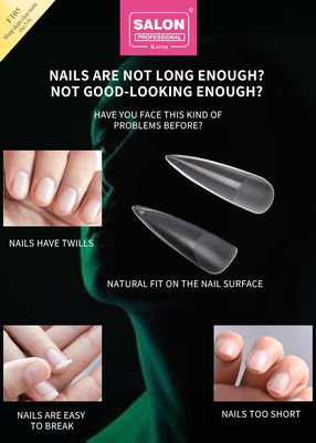 Color mate claro Acrílico Falsa de las uñas Consejos de juego Ultra-fina forma aguda Extensiones de arte de uñas