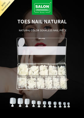 Color natural Falsas uñas de los pies conjunto de cubierta completa Acrílico Uñas de los dedos de las manos para el salón-finish de la uña de arte