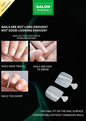 Color natural Falsas uñas de los pies conjunto de cubierta completa Acrílico Uñas de los dedos de las manos para el salón-finish de la uña de arte