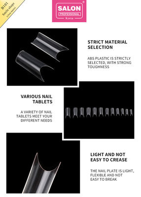 Uñas artificiales ABS de color claro 500 piezas de aplicación fácil Uñas falsas para salón de belleza