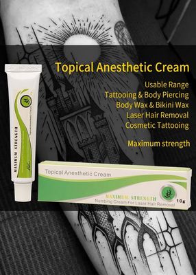 Crema anestésica para tatuajes de 10 g para alivio del dolor durante 3-4 horas con un grosor de 2-3 mm y aplicación de 50-60 minutos
