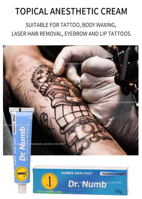 Crema entumecida del tatuaje poner crema del lápiz de ojos del tatuaje 10g del dr que entumece de la lidocaína de la crema del maquillaje poner crema sin dolor ENTUMECIDO de la permanente